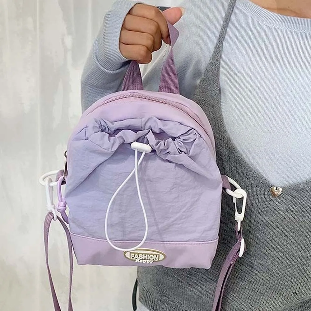 

Large Capacity Drawstring Crossbody Bag Dopamine Anti-splash Water Oxford Cloth Shoulder Pouch Simple Solid Color