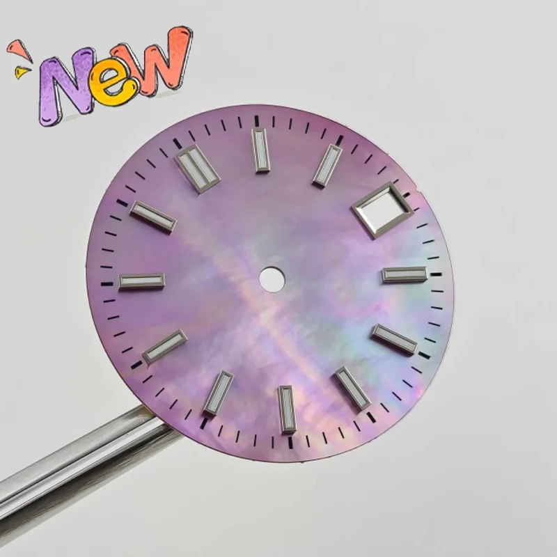 

28.5mm No logo Colorful Mother Of Pearl Watch Dial Blue Lume For Seiko NH35/36 Automatic Movement Case Durable Modding Parts
