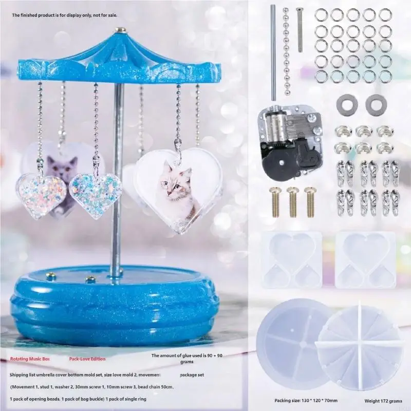  Elegant Silicone Rotating Horse Mold For Musical Box Handmade Gift Epoxy Mould