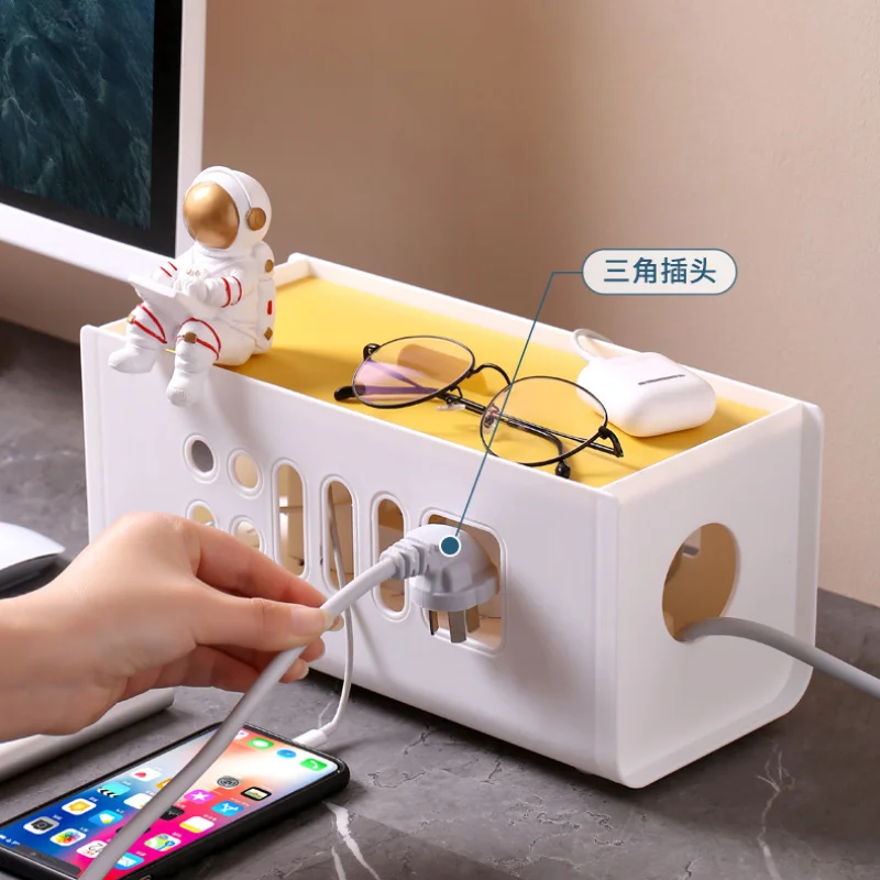 Desktop Plug-in Board Storage Row Plug Power Cord Plastic Storage Box Household Items Cable Organizer Holder