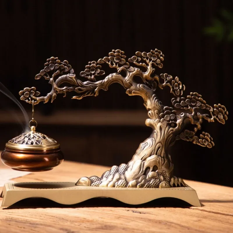 New Chinese Welcome Pine Copper Hanging Furnace Pine Crane Yancheng Eternal Pine Incense Burner Antique Household Copper