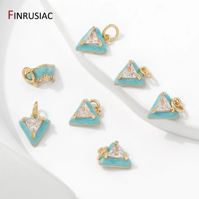 14K vergoldeter Messing-Dreieck-Charm-Anhänger für die Herstellung von Halsketten und Armbändern, Charms zur Schmuckherstellung, DIY-Zubehör – Detail 25