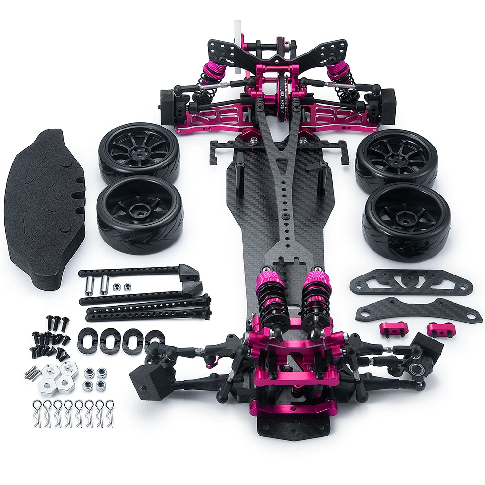 YEAHRUN Alloy & CF Chassis Sakura D5S Frame Wheel Rims Kit Remodel Belt Drive 1/10 RWD MR Drift Car Upgrade Parts