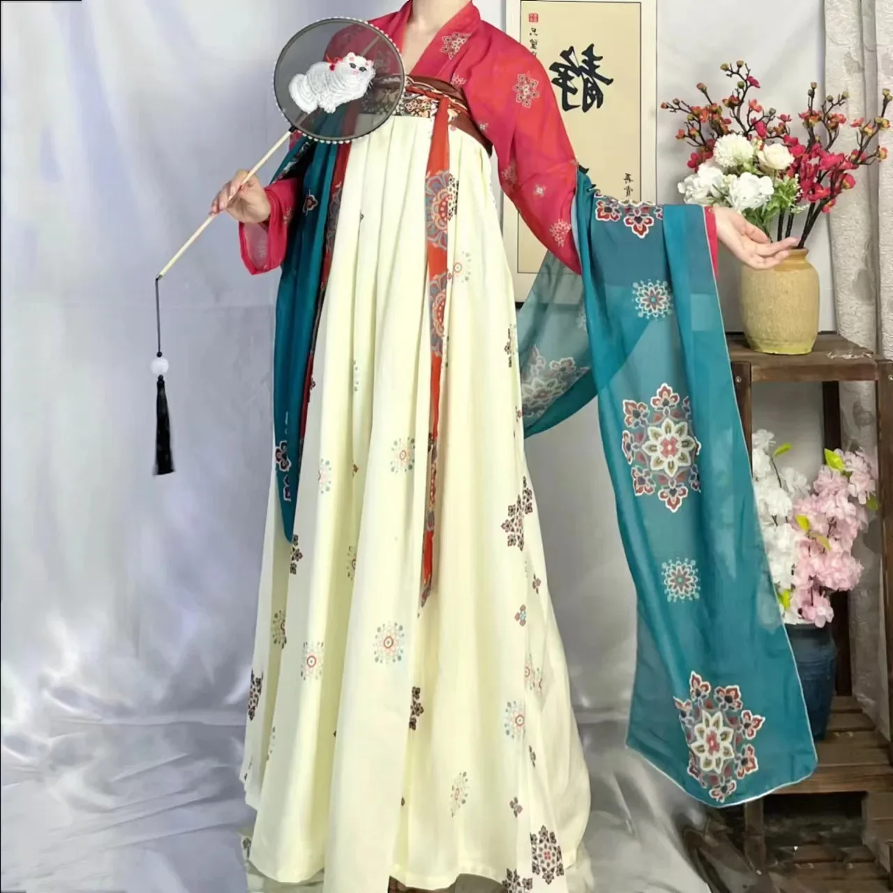 

Halloween Fairy Ancient Chinese Costume Cosplay Female Tang Dynasty Princess Clothing Royal Blue Chest Skirt Bust Hanfu Women