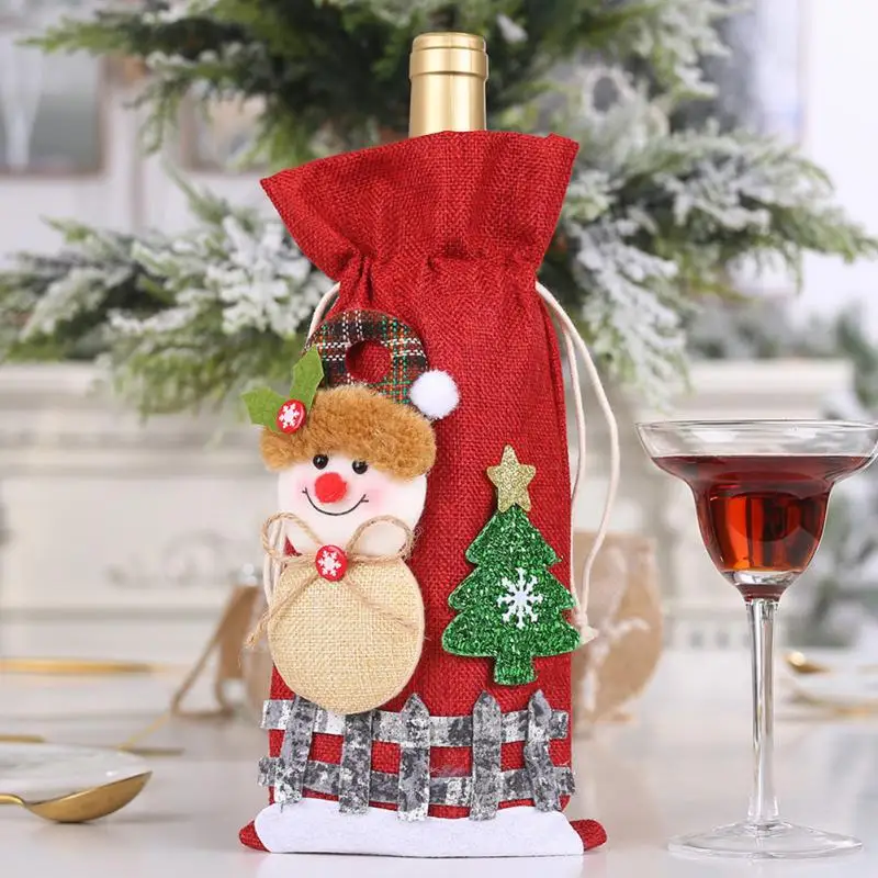 Lots Christmas Wine Bottle Cover Cap Red Green Xmas Hats Scarf Home Ornament Festival Party Tableware Decoration Supplies 2025