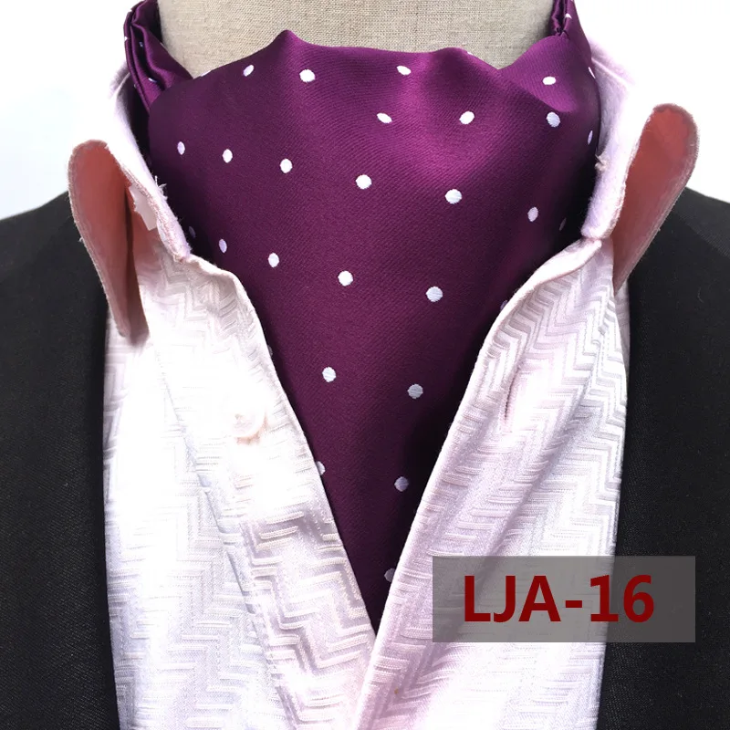 Mens Paisley Polka Dot Tie Formal Cravat Ascot Tie Cashew Cravat Neck Scarf British Style Gentleman Silk Necktie Set For Wedding