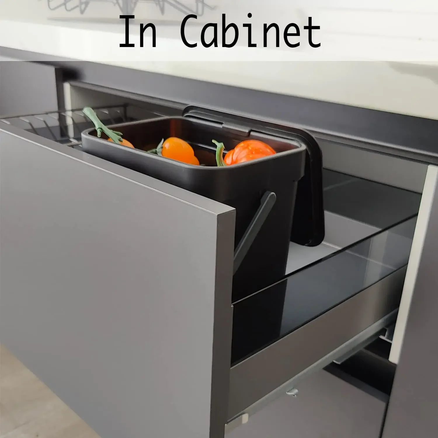 سلة مهملات بلاستيكية صغيرة، سلة مهملات صغيرة معلقة مع غطاء أسفل الحوض للمطبخ، سلة مهملات الطعام، سلة قمامة قابلة للتركيب في الحمام #5