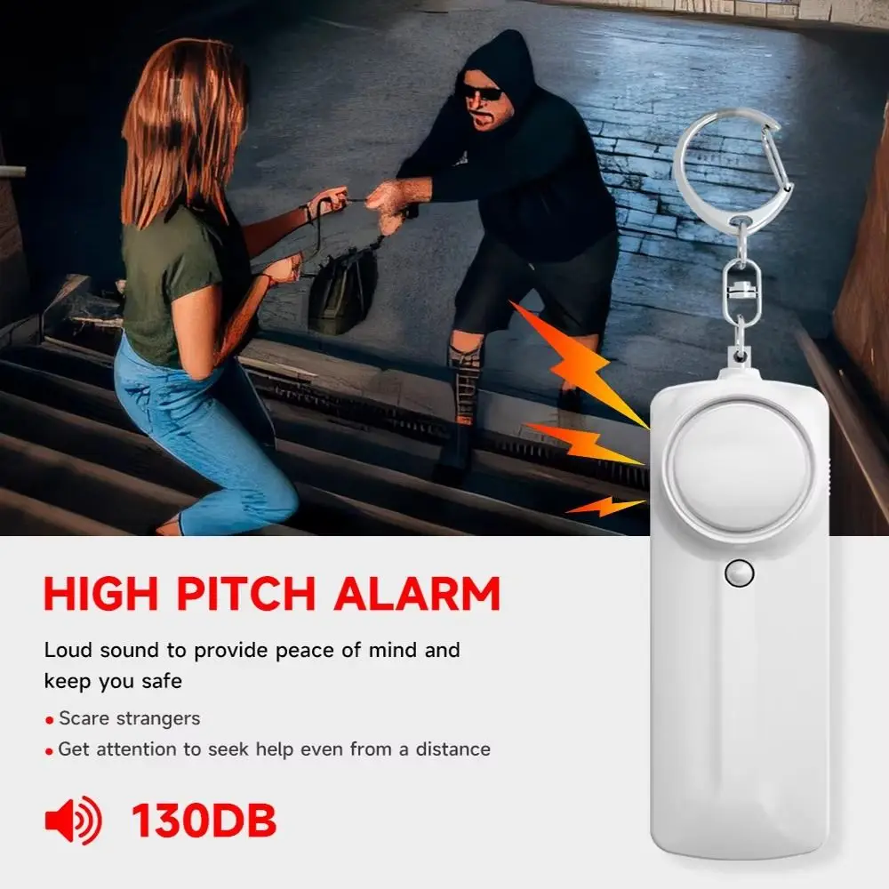 130dB Loud Personal Security Alarm Loud Sound LED Light Alarm Keychain Portable Anti Attack Emergency Safety Alarm For Women