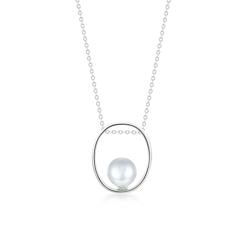 Laya 925 Sterling Silver Simple Texture And Personality Elegant Fine Jewelry Natural Freshwater Bread Pearl Necklace For Women