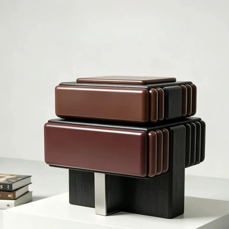 Retro style building block corner bedside table rotatable bedside cabinet