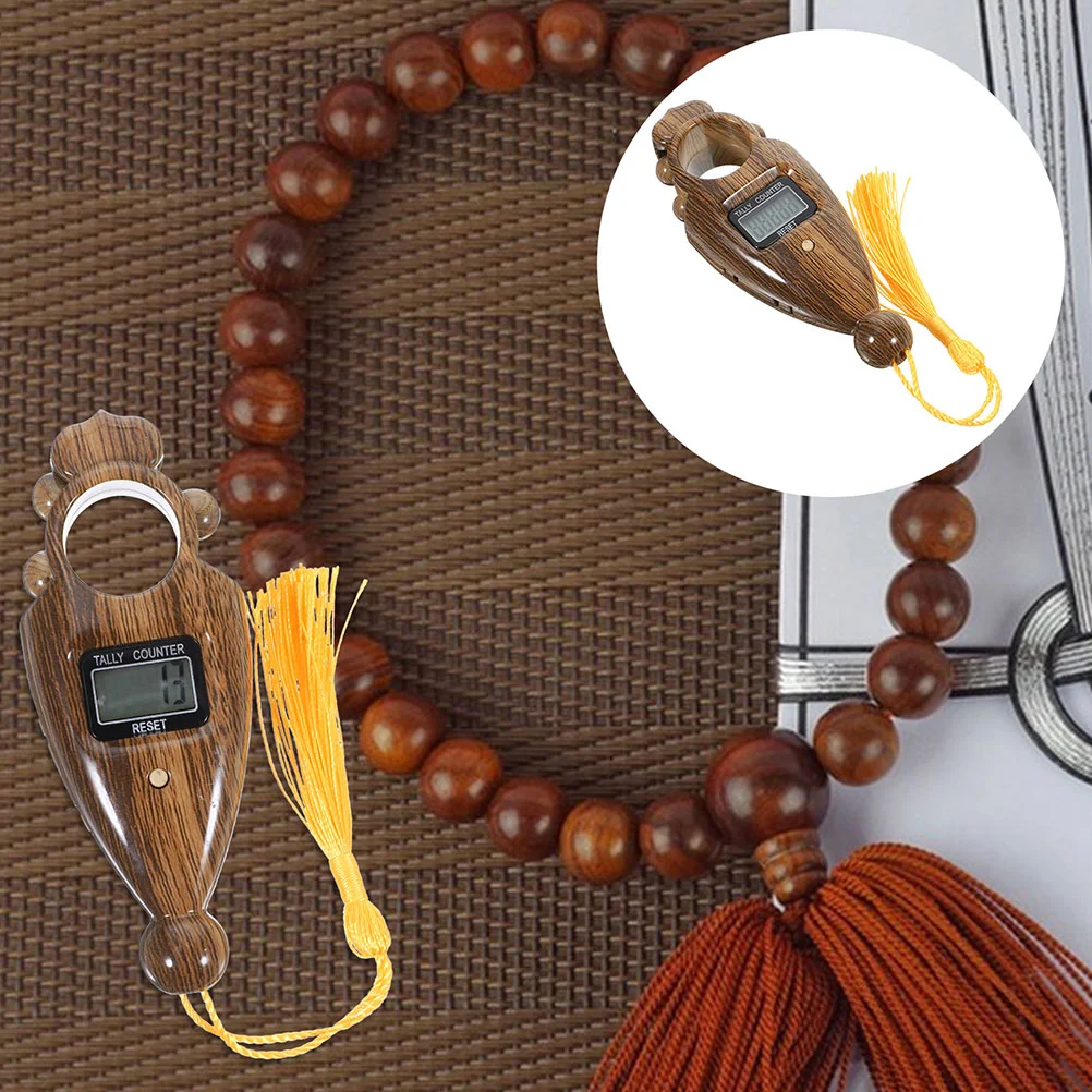 2 Pcs Bead Counter Practical Buddha Reliable Beads LED Tally Digital Chanting Wood Grain Handheld