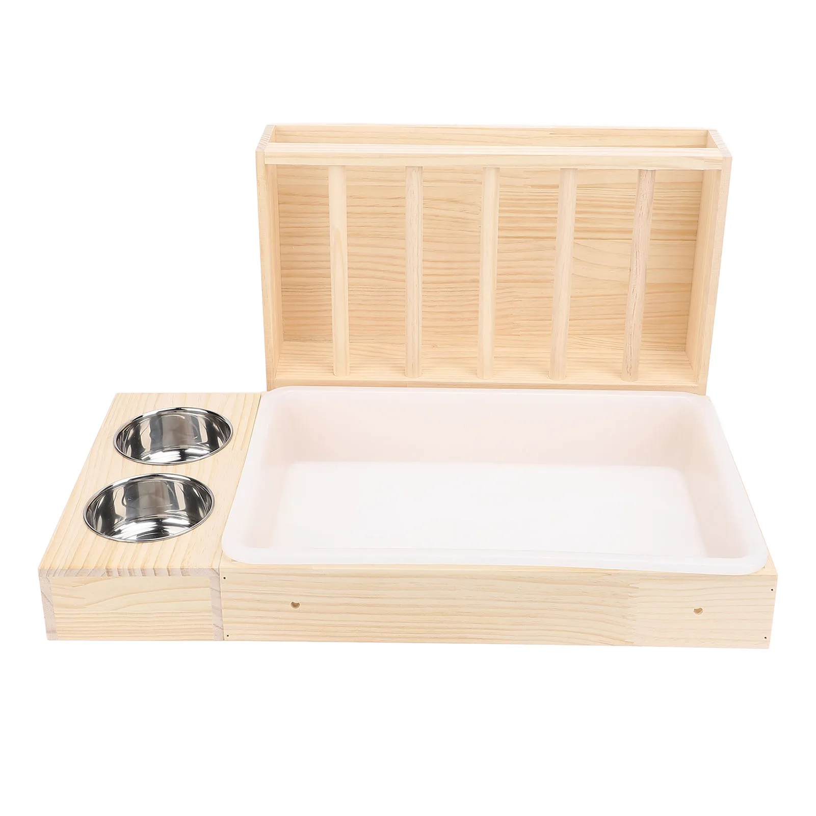 Rabbit Hay Feeder Easy To Assemble Mess Proof Wooden Food Feeding Manger Clean Multifunctional with Litter Box for Garden