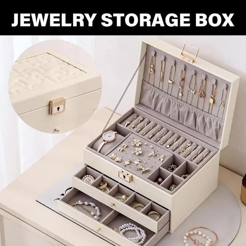 

Effective Jewelry Storage Container Spacious Multi Layer Jewelry Box Elegant Jewelry Holder for Bedroom or Office