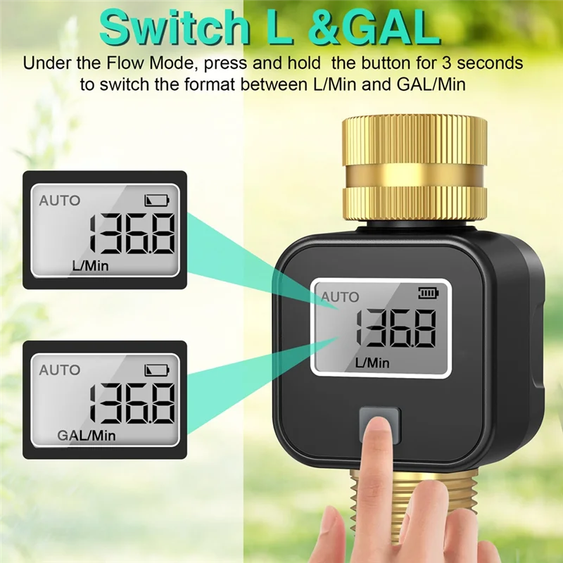 Promotion! Digital Water Flow Meter Water Flow Meter With Brass Metal Thread Garden Hose Watering