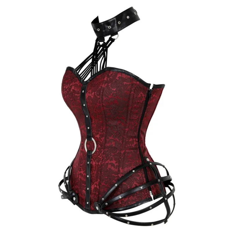 Steampunk Clothing Women Vintage Gothic Pu Leather Corset Steampunk Black Outerwear Bustier Corselet Overbust Tops Plus Size Red