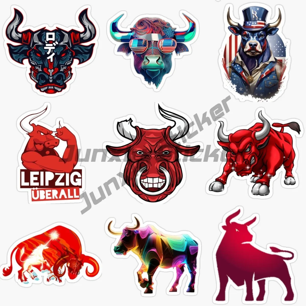 Angry Red Bullfight Car Sticker PVC Decals Sticker on Motorbike Car SUV Bike Laptop Fridge Wall Door Decor Decals