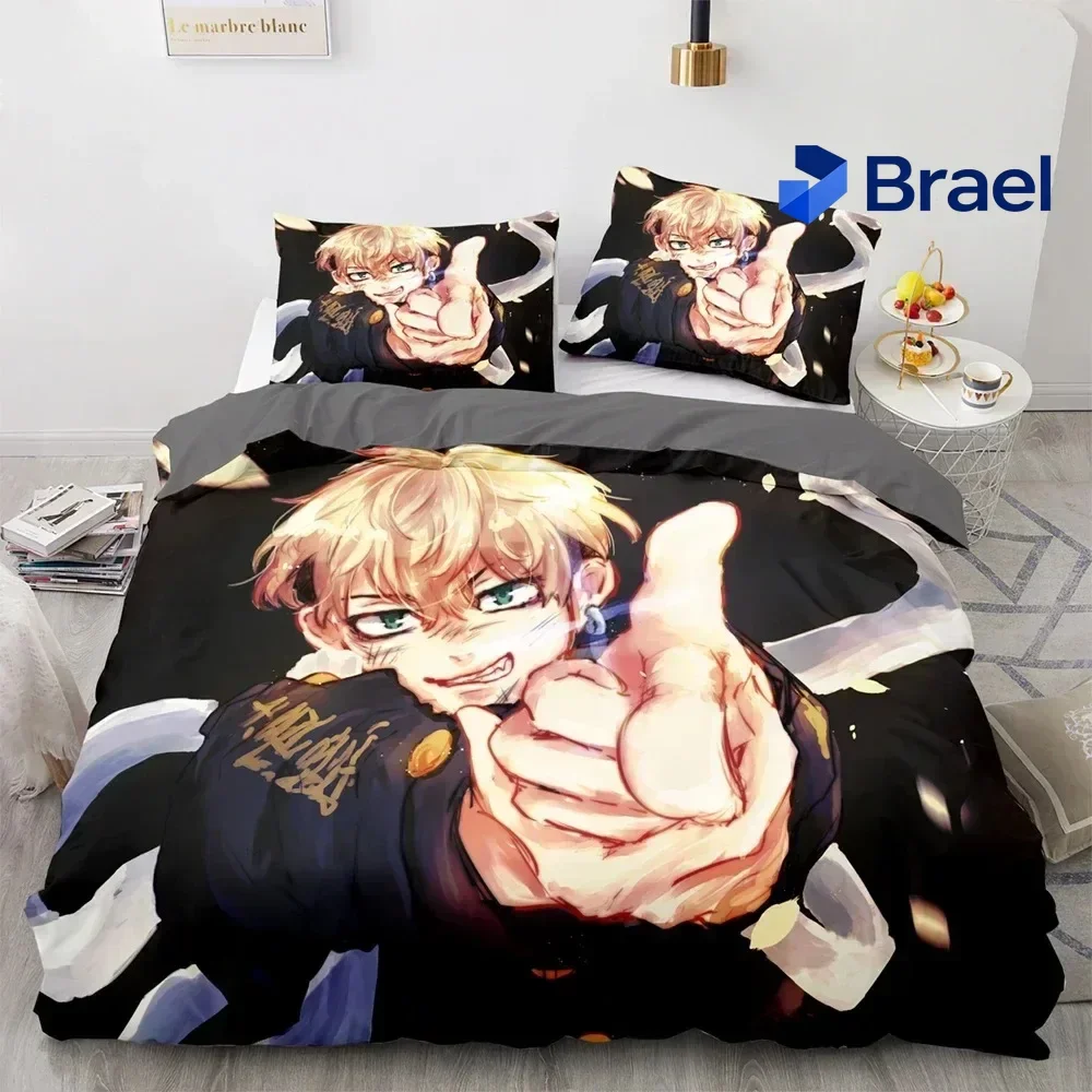 Exquisite 3D Printed Tokyo Avengers Bedding Set Anime Manjiro Sano Duvet Cover Double Twin Full Queen King Adult Kids Bedclothes