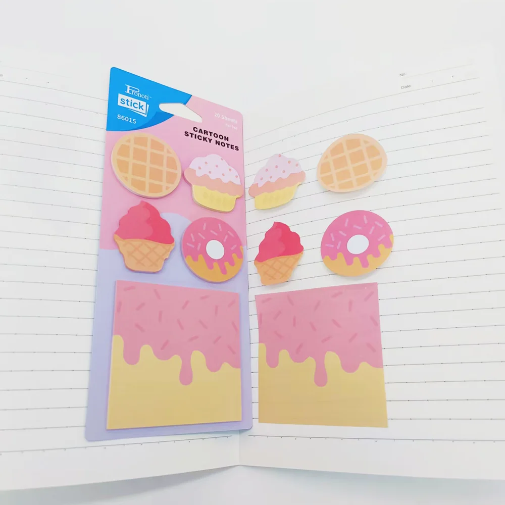 Dessert-Tier-Stil, Cartoon-Haftnotizen, Notizbücher, Schulaufkleber, umweltfreundliches Papier, Haftnotizen, niedlicher Notizblock für Studenten, Büro