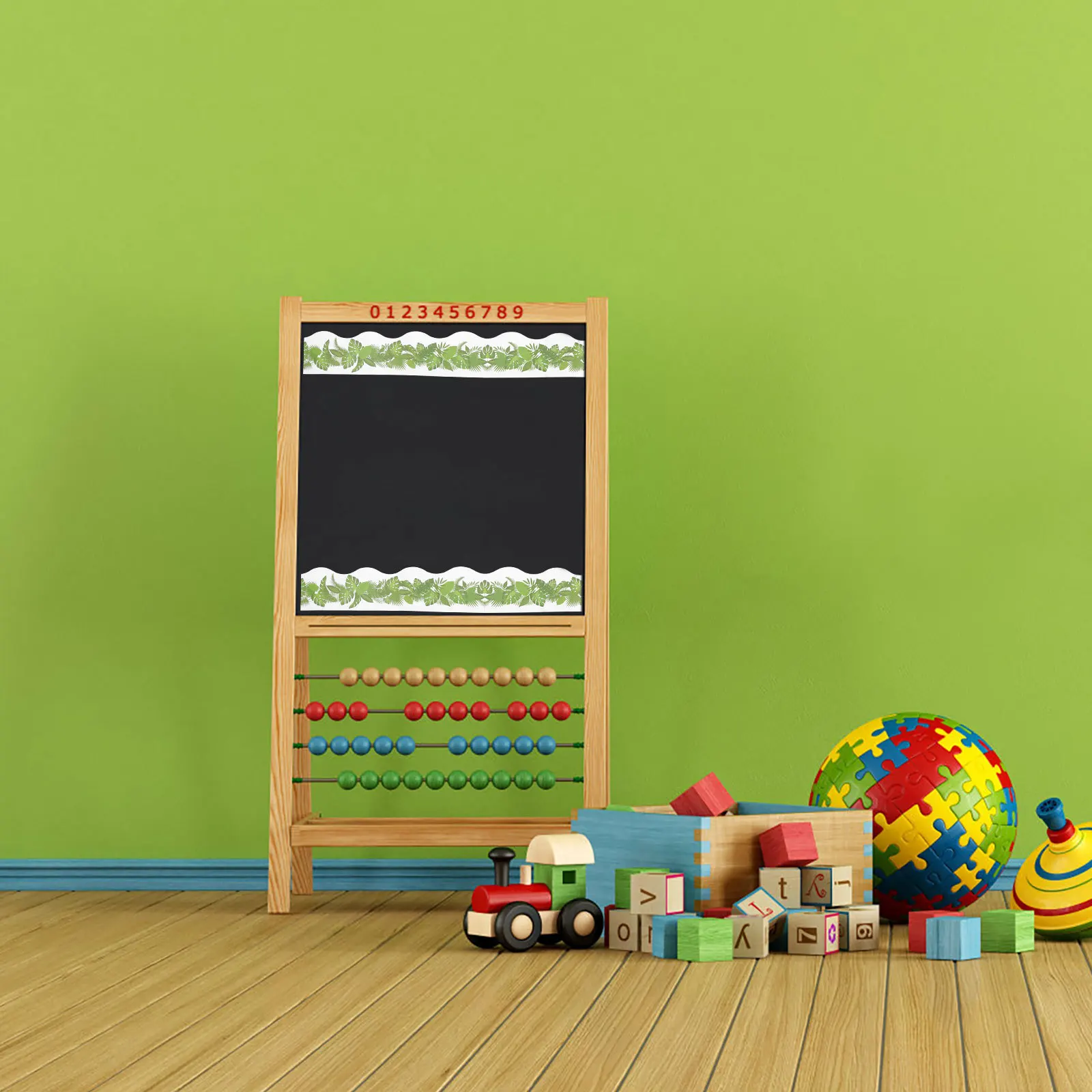 

1pcs 1 Roll Tree Leaf Pattern Border Sticker Premium Waterproof Removable Trim For Bulletin Board Blackboard Classroom Wall Desk