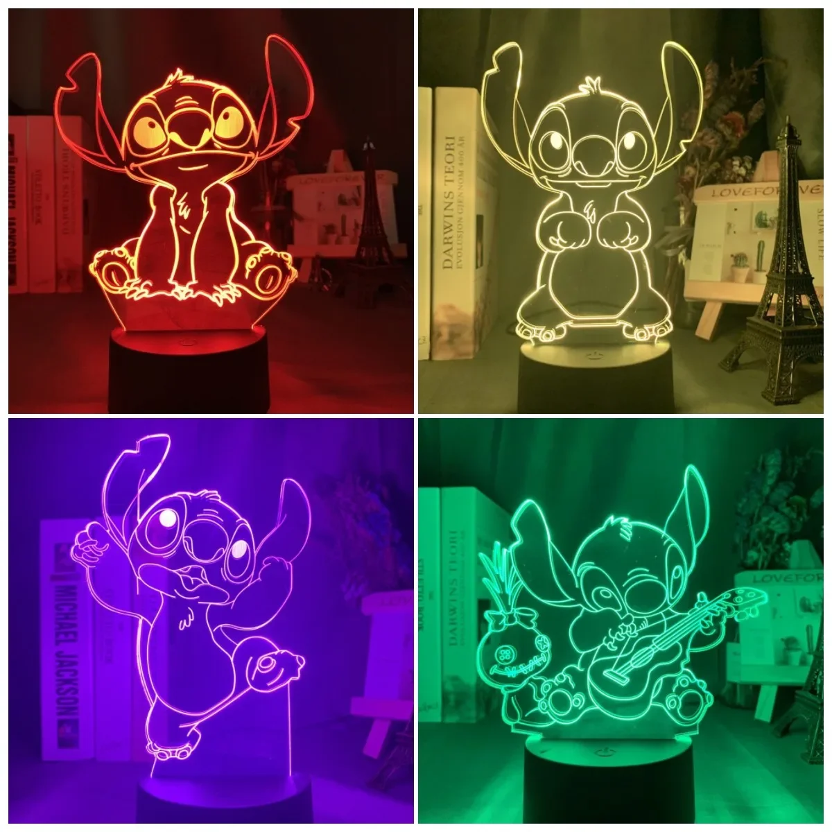 Disney Cartoon 3D LED Table Lava Lamp, Stitch Figurine, Neon Night Light, Decoração do quarto, Boy Holiday Toys