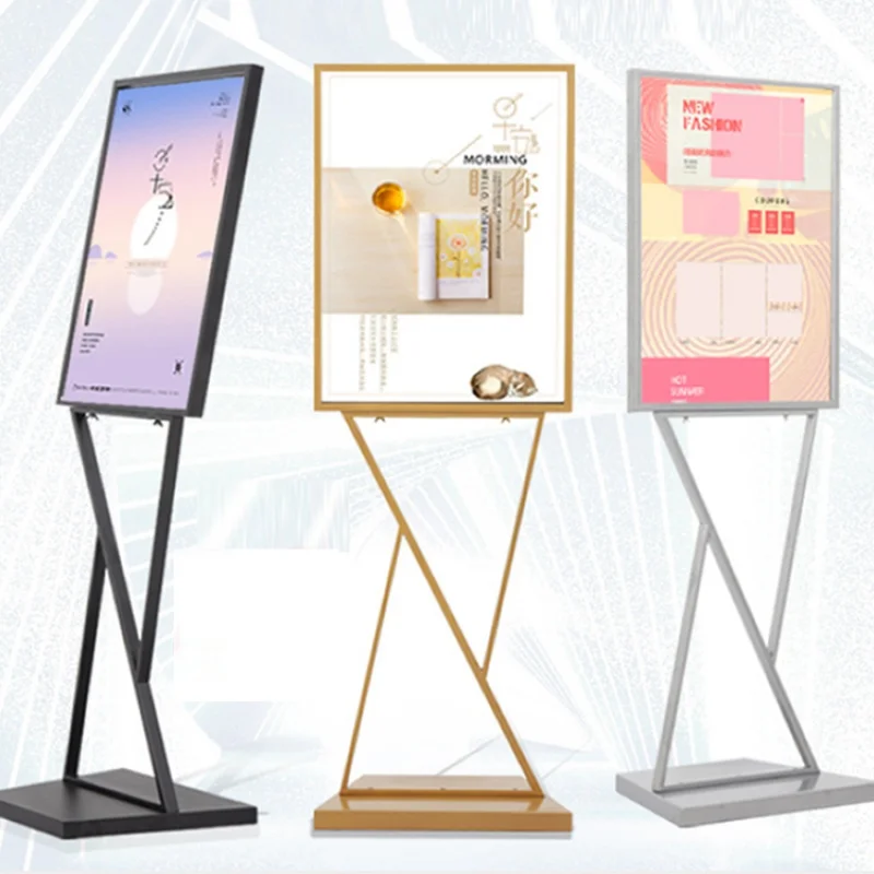 custom，Unique Adjustable Assembly Iron Frame Sign Stand Advertising Poster Stand for Display