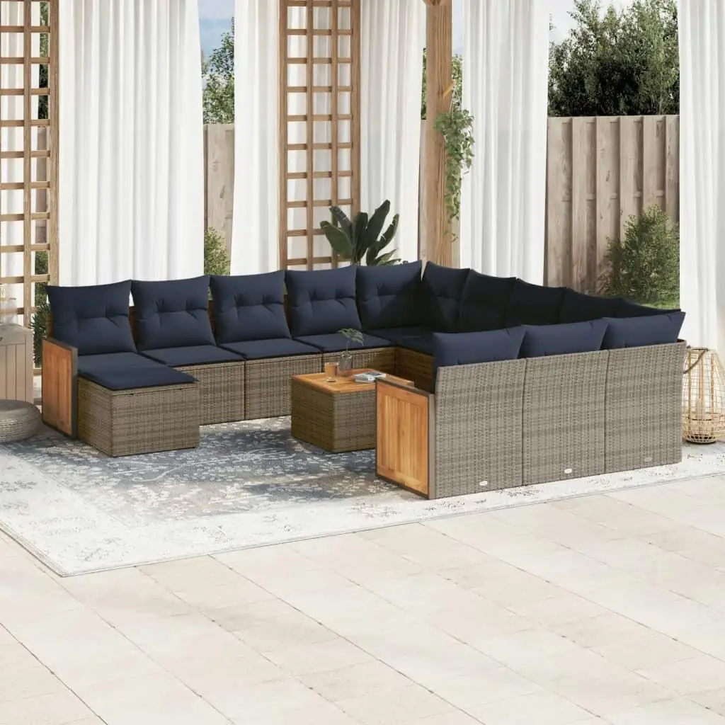 

Cozy 13 Piece Gray Poly Rattan Patio Sofa Set with Cushions for Outdoor Seating Perfect for Garden and Balcony