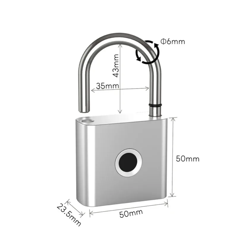 Fingerprint Padlock Bluetooth Smart Home Door Lock 20 Groups Fingerprint Safe Backup Key USB Charging For Home House garage