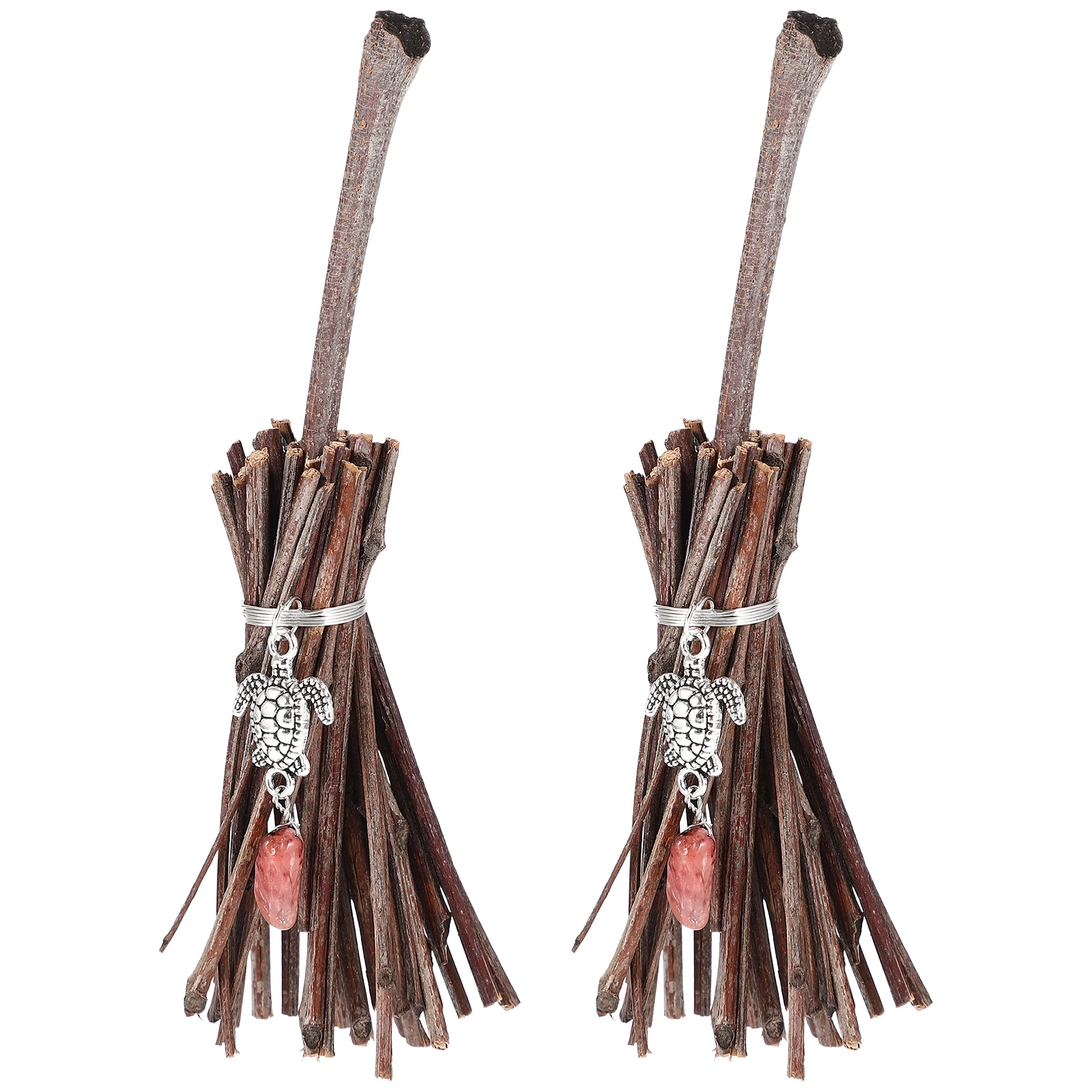 

2pcs Mini Pendant Halloween Decor Witch Craft Supplies Photo Props Scene Layout Charms Mini Broom Halloween Broom Crafts Party