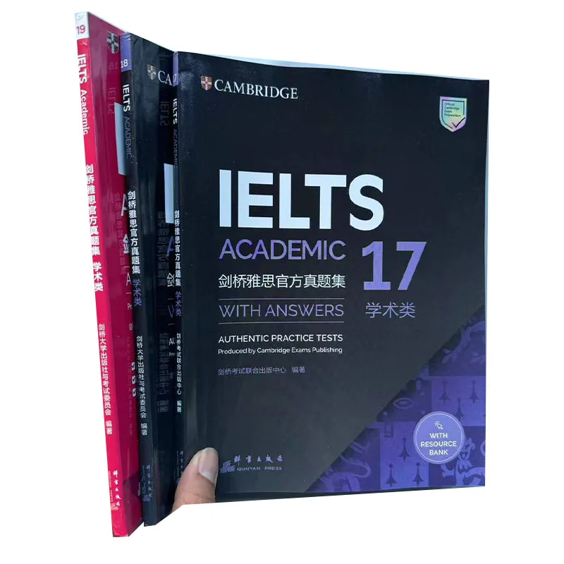 3Book/set Cambridge English IELTS17-19  Academic Speaking Listening Reading Writing Study Book Workbook Authentic Practice Tests