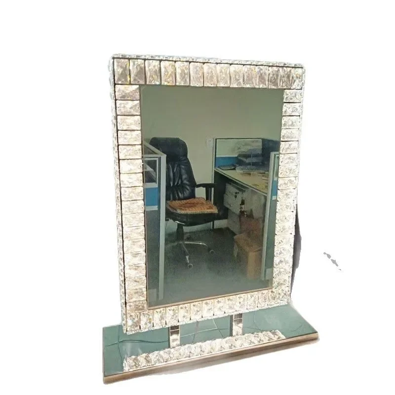 

Stainless steel crystal mirror high-end villa decoration LED vanity mirror desktop vanity mirror foreign trade hotel