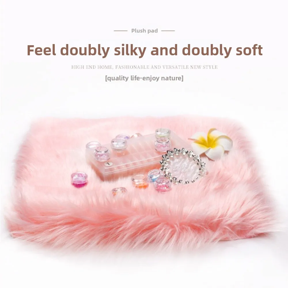 Soft Fur Nail Art Hand Rest Pad Foldable Live Streaming Display Cloth Photo Background Photography Props