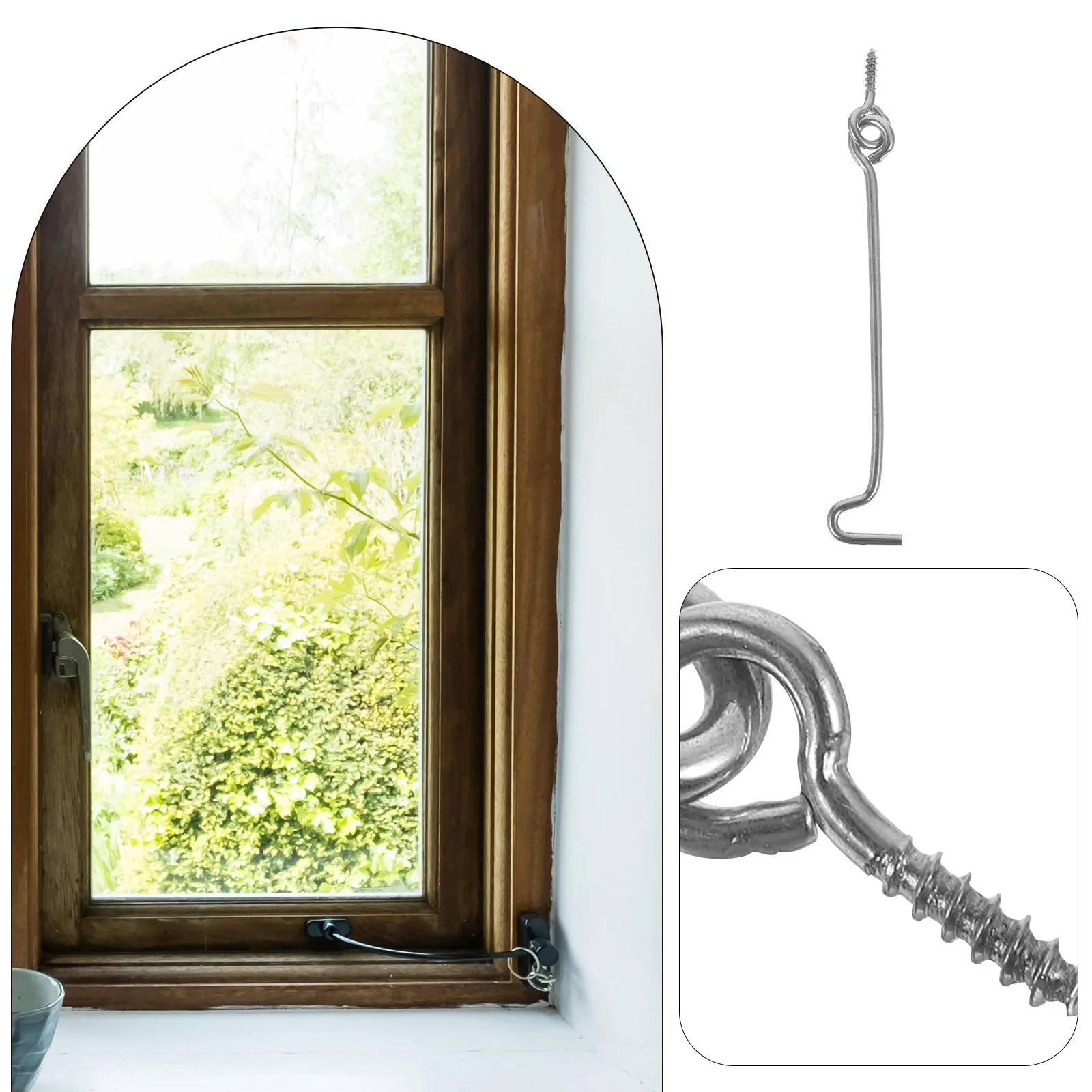 

20 set Stainless Steel Hook Latch Door Window Gate Cabin Set Indoor Outdoor Metal Hardware Support Rod Windproof