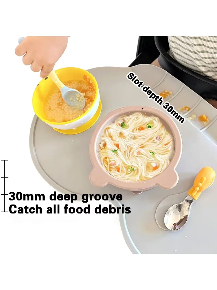 Silicone One-piece Placemat Cloudy with Pocket Baby Silicone Dinner Plate Suction Bowl Children's Tableware