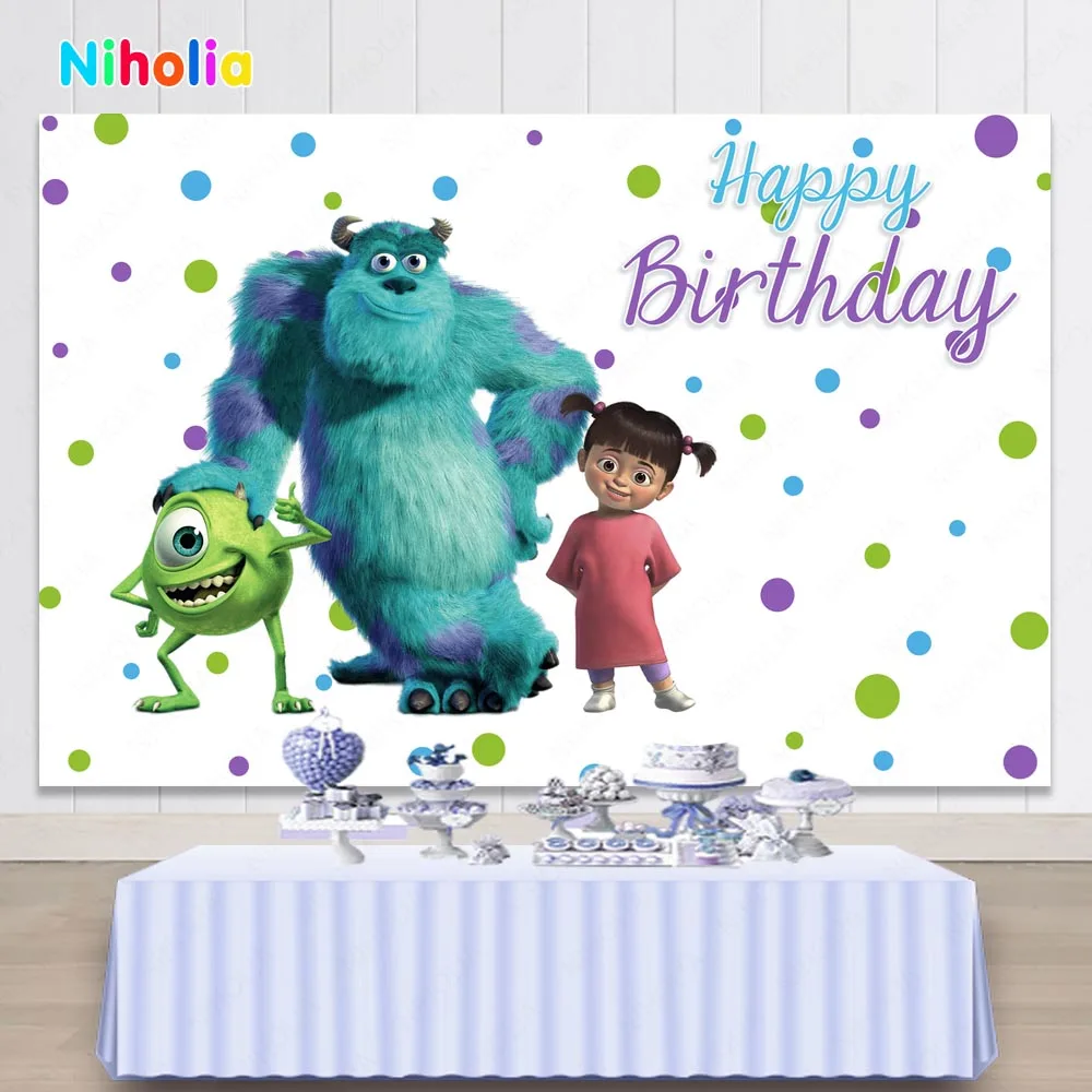 Monsters University Backdrops Monsters Inc Background Mike Wazowski Birthday Party Supplies Banner Wall Decor Photo Studio Baby