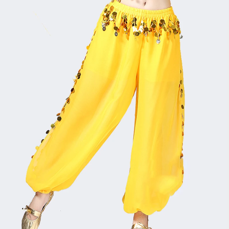 Women Belly Dance Pants Sequin Harem Pants Oriental Belly Dancing Tribal Costume India Egypt Shiny Bloomers Dance Trousers