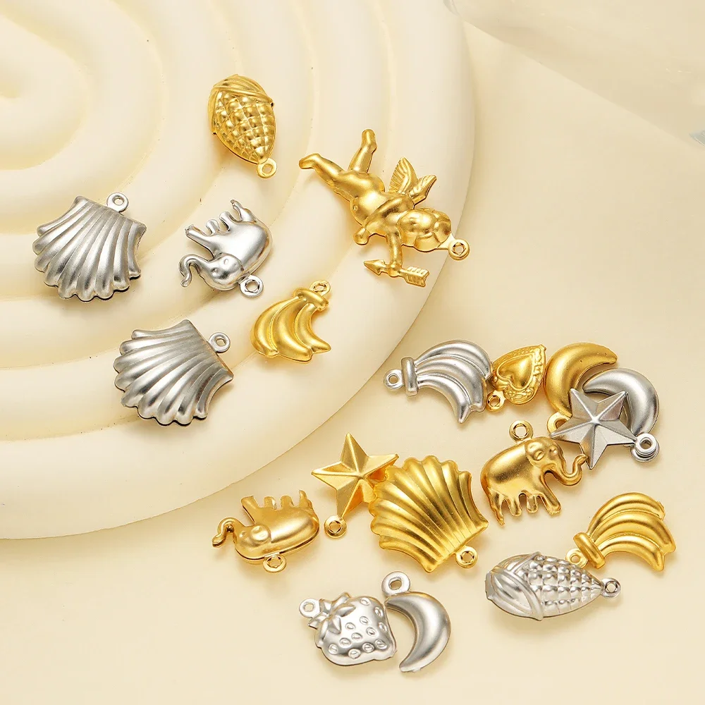 20pcs Stainless Steel Hollow Heart Star Angel Charms Pendant DIY Necklace Earrings Making Supplies Exquisite Jewelry Accessories