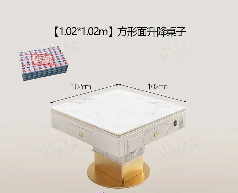 xx1Light luxury automatic lifting mahjong table rock slab dining table household multi-function silent modern small apartment