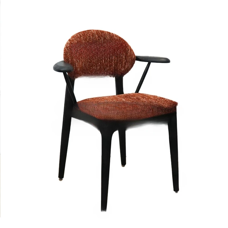 

Solid wood dining chair small apartment household soft bag backrest with armrest tea chair makeup stool