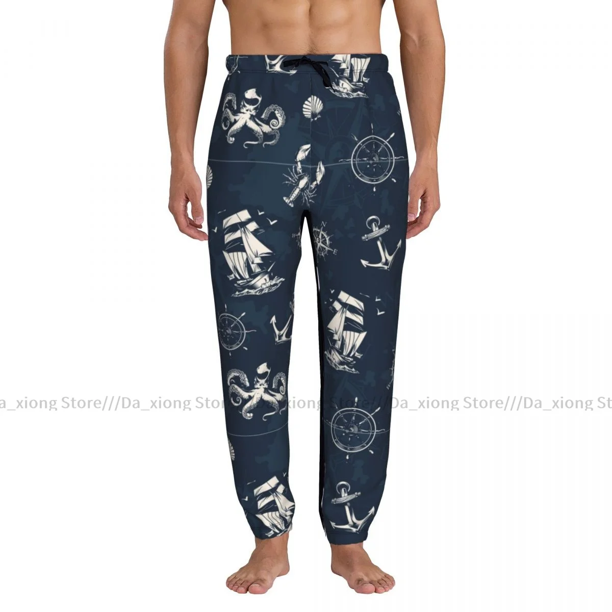 Man Casual Pants Ocean Ship Anchor And Octopus Casual Trousers Sport Jogging Tracksuits Sweatpants Male Pants