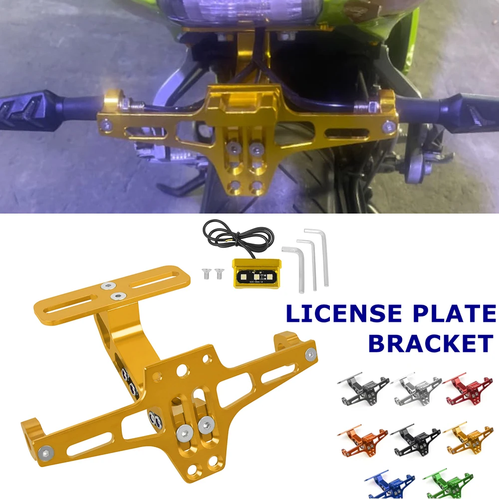 

Motorcycle Universal Adjustable Rear License Plate Holder Led Light For Yamaha MT07 CB 599 919 MT-03 FZ07 FZ6 FZ1 MT 09 CBR600