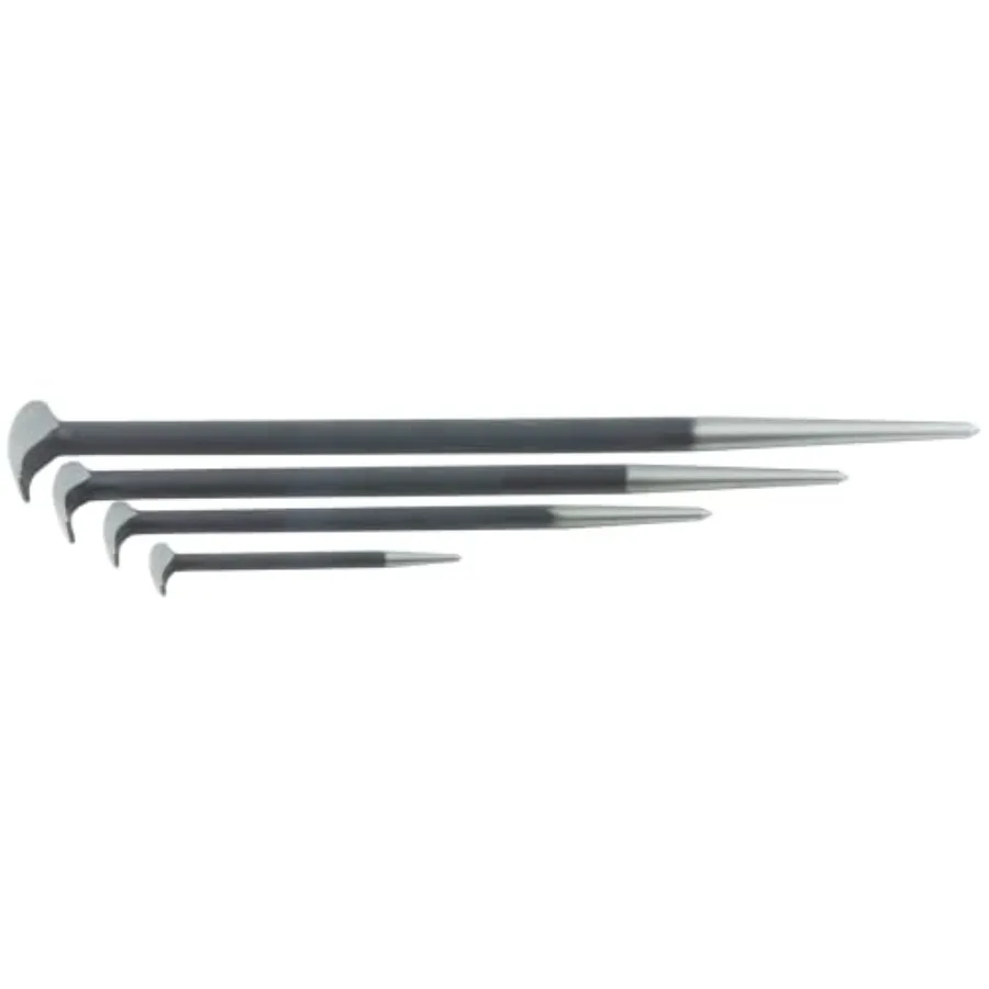 

71600 Heat Treated Pry Bars, High Leverage Rolling Head Design, Long Tapered Body for Alignment and Drifting, Foam Display Cart