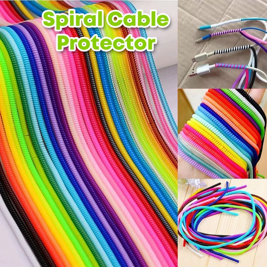 【Fast Ship】60CM Cable Protector Spring Cord Protection Cable Winder For Charging Cable Earphone Cable