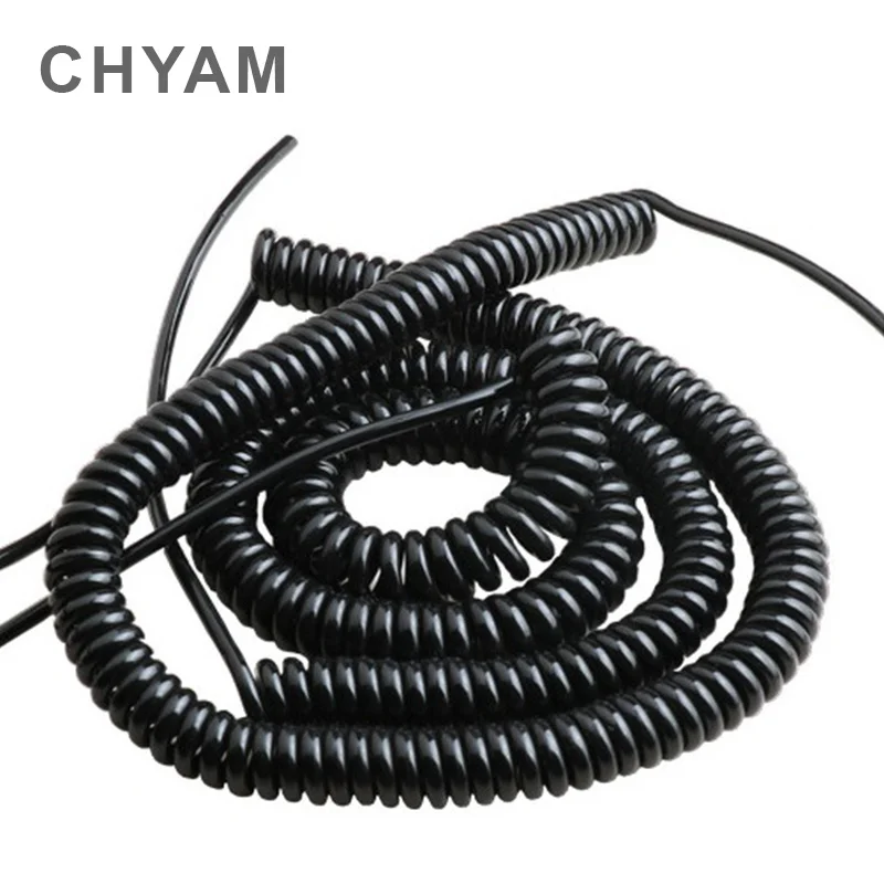 0.2mm2 Black Wire Spring Spiral Cable Multi 2/3/4/5/6/7/9 Core Pins Power Cord Can Extend The Tensile Wires