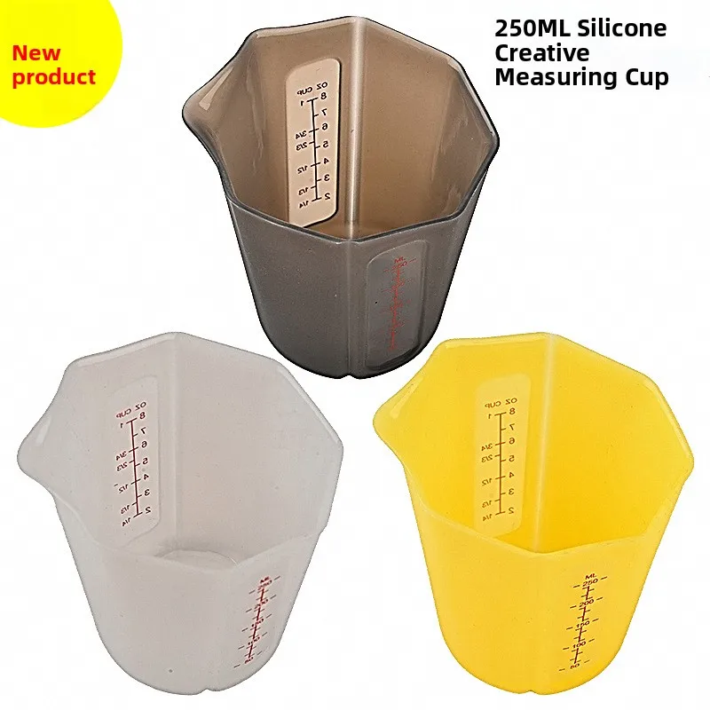 250ML Food Grade Silicone Foldable Measuring Cup, Visible Double Scale Milk Cup for Baking