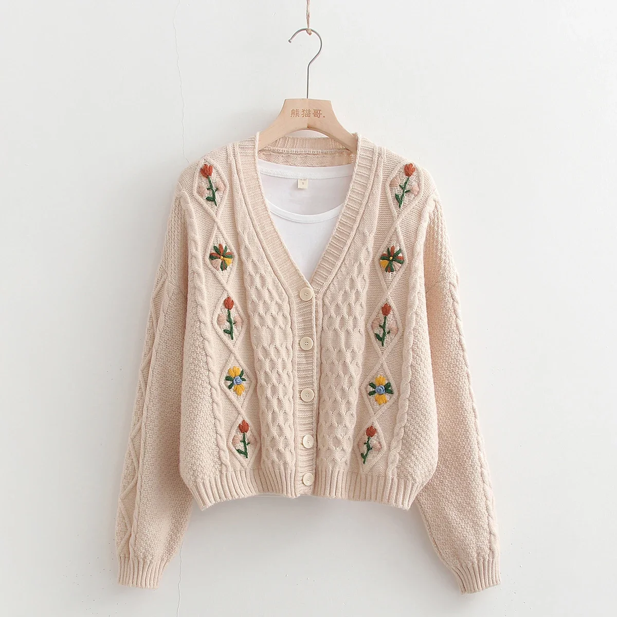 Gagarich Sweater Japanese Soft Female Style Three-dimensional Hook Flower Embroidery Loose Retro Knitting Girl Casual Cardigan