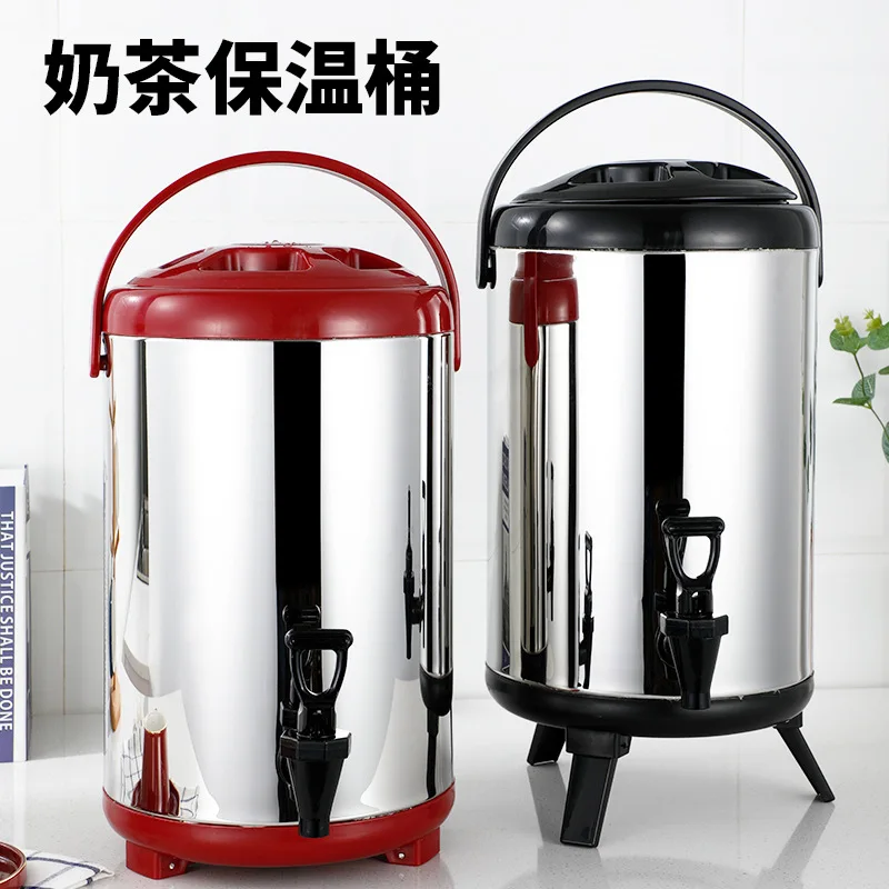 Stainless steel milk tea insulation soy milk large capacity double layer insulation cold tea bucket commerc