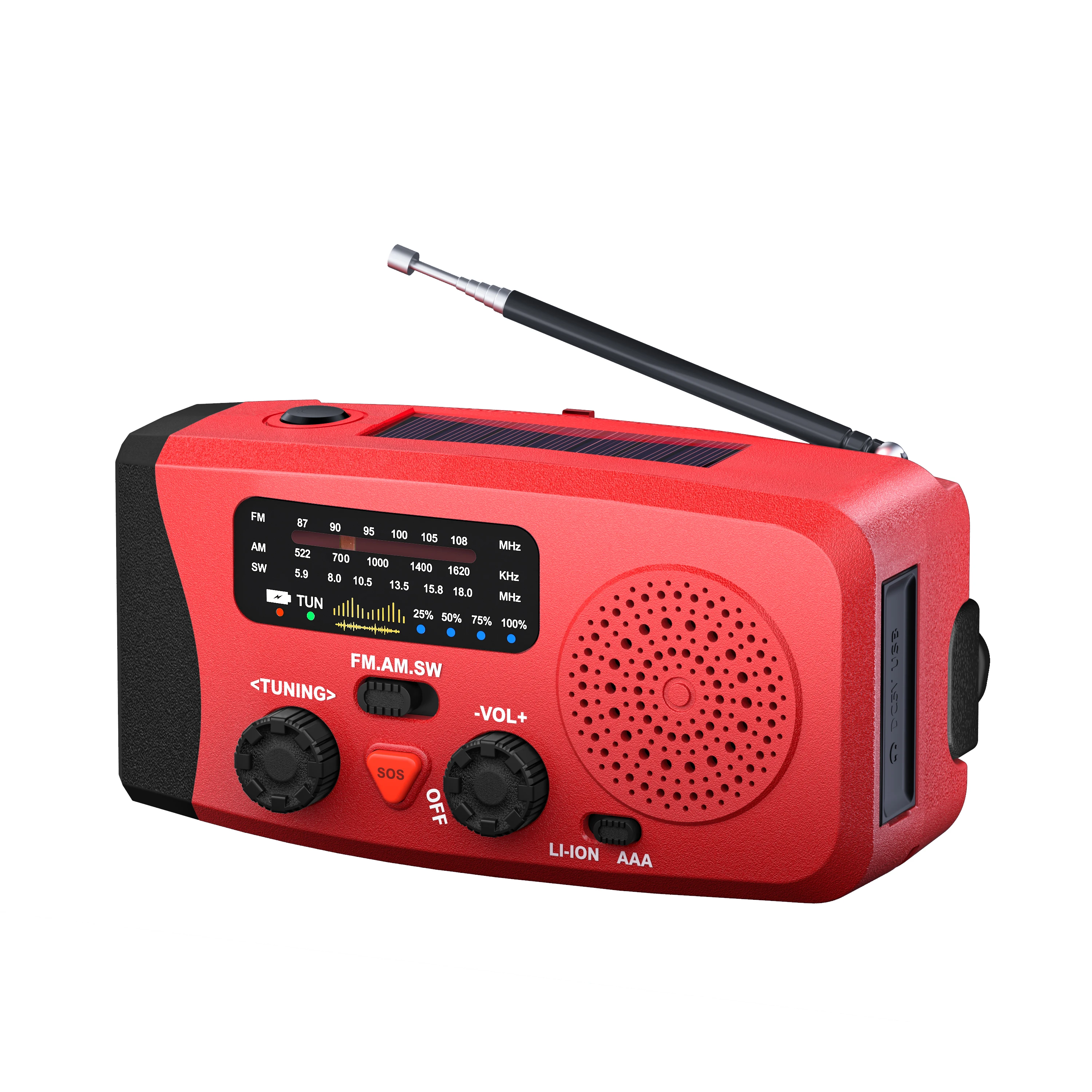 Emergency Kits Portable Solar Radio with Crank Dynamo AM/FM/SW Radio Blackout Power Station USB Phone Charger First Aid Radio