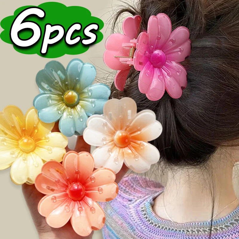 Women New Bohemia Colored Plumeria Flower Acrylic Hair Clip Sweet Girls Hairpin Hair Claws Barrettes Hawaiian Hair Accessories