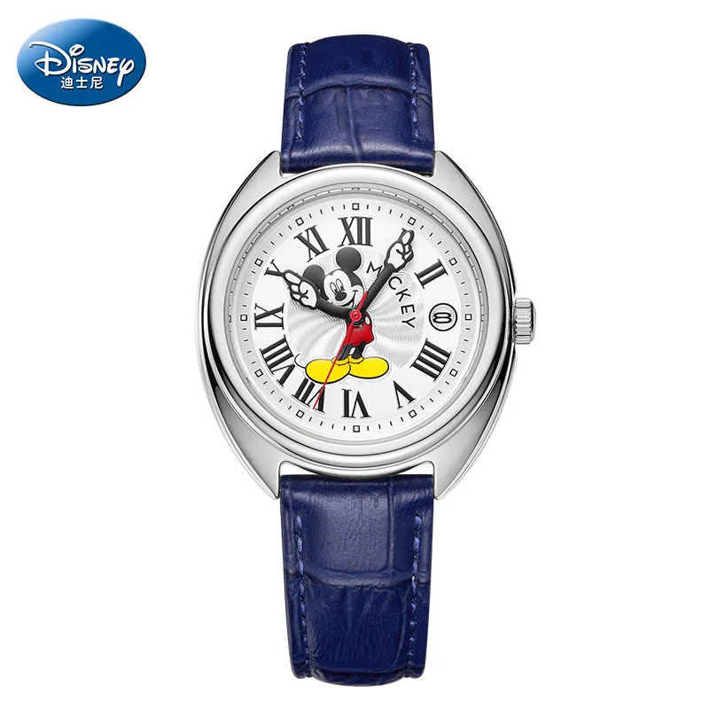 Disney Mickey Mouse Children Watches Luminous Leather Quartz Wristwatch Boy Girls Birthday Gift Student Clock Young Men Women