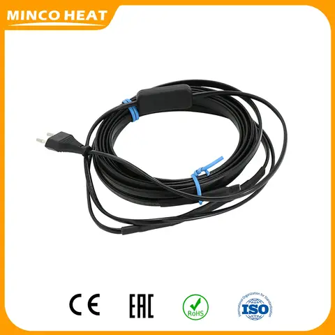 Minco Heat 25w/m 220V EU 플러그 전선 가열 케이블 자체 조절 파이프 부동액 보호 지붕 거터 제빙